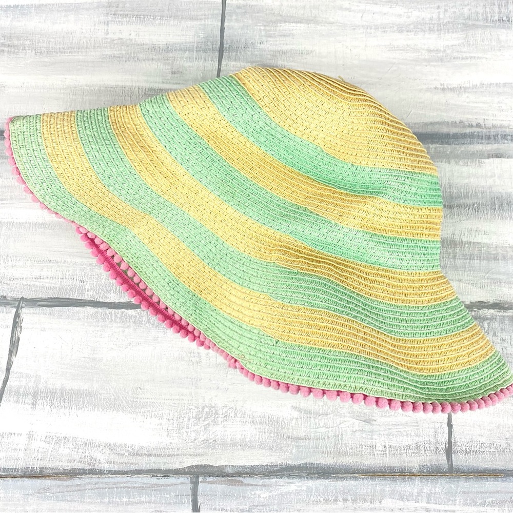 Boho Striped Pom Straw Hat Floppy Beach Summer Sun Hat Vacation Resort Cruise - Picture 14 of 14